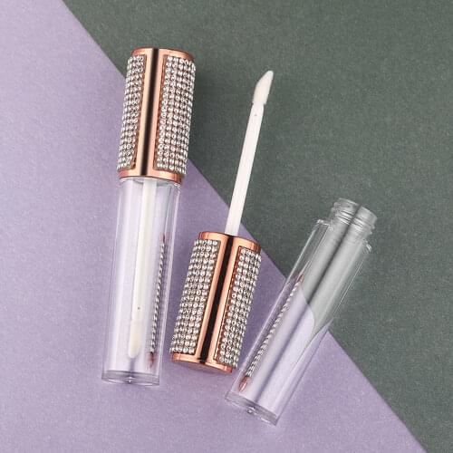 1pcs 6ml Rainbow Colorful Diamond Cap Moire Empty Clear Lip Gloss Tube Cosmetic Packaging Containers Refillable Bottles