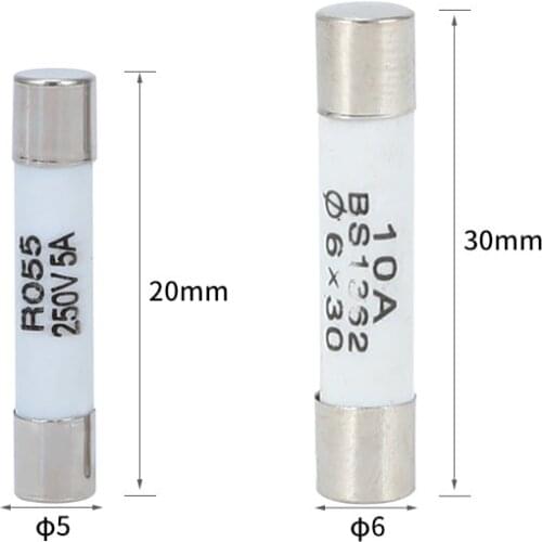 10pcs/lot One Sell 5*20mm 6*30mm Fast Blow Tube Fuses 5x20 6x30 mm 250V 0.5 1 2 3 4 5 6 8 10 15 20 25 30 A AMP Fuse Ceramic fuse