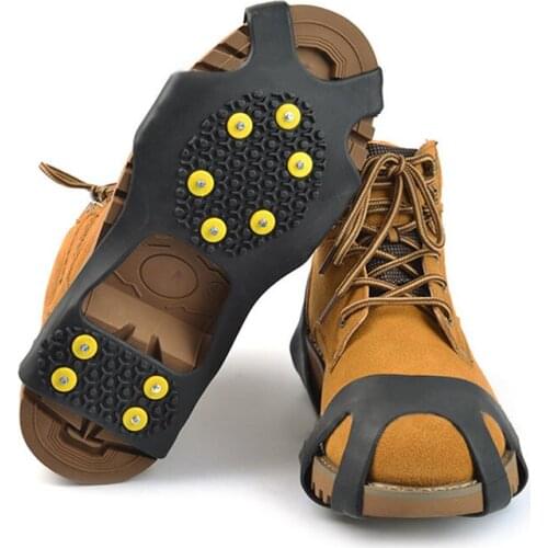 10-Stud Universal Ice No Slip Snow Shoe Spikes Grips Cleats Crampons Winter Climbing No Slip Shoes Cover QW
