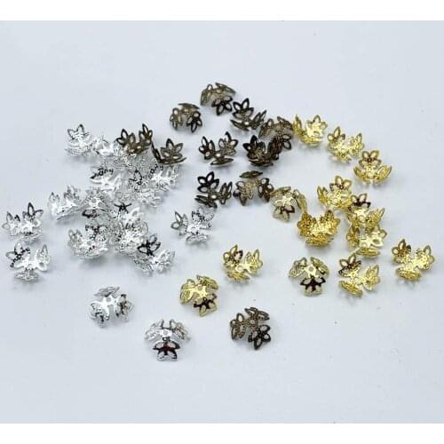 100pcs 9mm Bead Caps Clover Filigree Bead End Cap Cone Jewelry Making Components finde