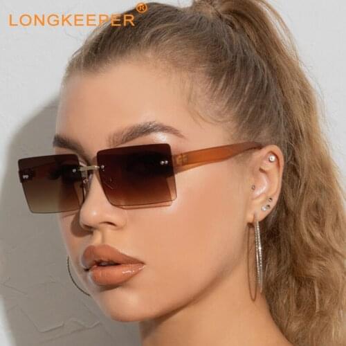 2021 Rimless Square Sunglasses Women Luxury Brand Travel Gradient Sun Glasses Female Vintage Rectangle Lunette De Soleil Femme