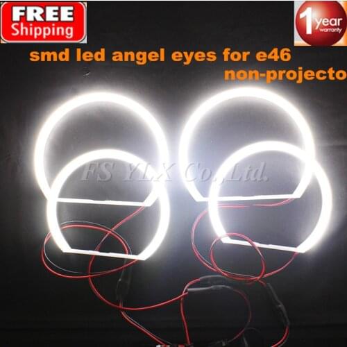 2x131mm+2x146mm SMD LED Angel Eyes E46 Non-Projector For BMW SMD LED Angel Eyes Rings WHITE 3 series coupe/cabrio sedan