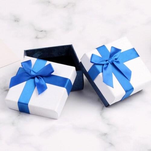 5pcs/lot Simple Ribobn Bow Earrings Jewelry Box High-grade Hard Paper Box Christmas Birthday Party Gift Box