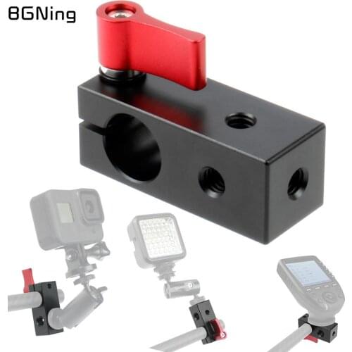 Aluminum 15MM Rail Rod Clamp 1/4" Single Hole Mount Adapter Cable Wire Clip SLR DSLR Camera Cage Rig Follow Focus System Support