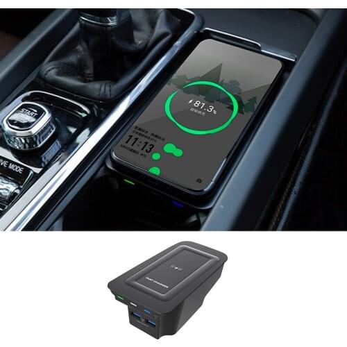 Qi car wireless charger For volvo xc90 charger XC60 S90 V90 v60 phone fast charging plate car accessories phone 2018 2019 2020
