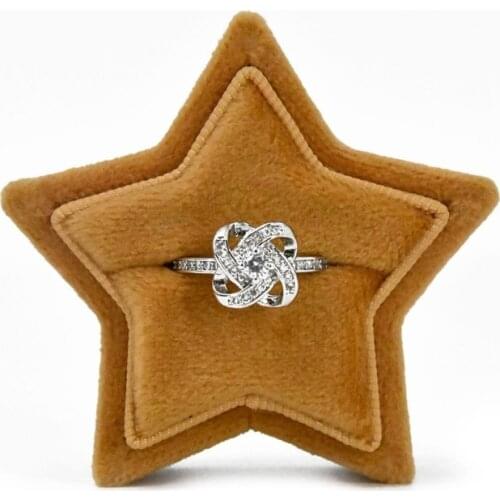 Star Velvet Ring Box Single Ring Display Holder with Detachable Lid Ring Holder for Wedding Ceremony Engagement Proposal