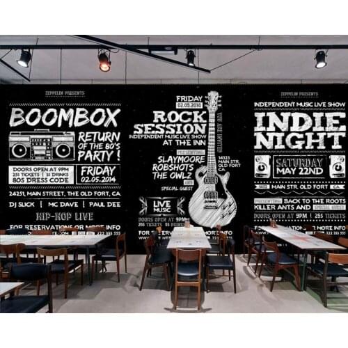 Free Shipping Restaurant Custom 3D Wallpaper Mural Retro Vintage Blackboard Chalk Graffiti Cafe Wallpaper Mural from China