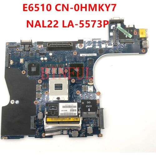 Free shipping LA-5573P for E6510 laptop motherboard CN-0HMKY7 0HMKY7 QM57 GPU DDR3 100% fully tested