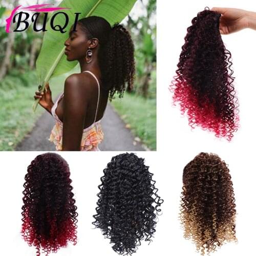 BUQI Short Afro Kinky Drawstring Synthetic clip In Warp Ponytail Black Red Hair Extension Ponytail African American Bun