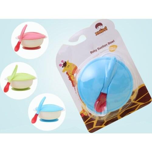 Baby Feeding Tableware Children Plate Sucker Bowl Toddler Baby Kids Child Feeding Lid Training Bowl with Spoon Learnning Dishes