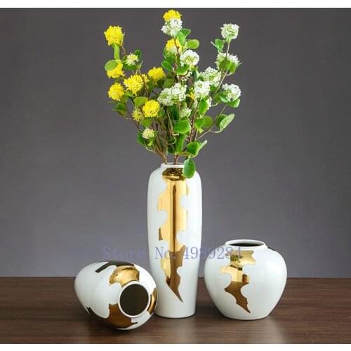 Creativity Ceramic Vase Large Golden Handmade Living Room Flower Arrangement Hydroponic Modern Home Decoration Wedding Vases