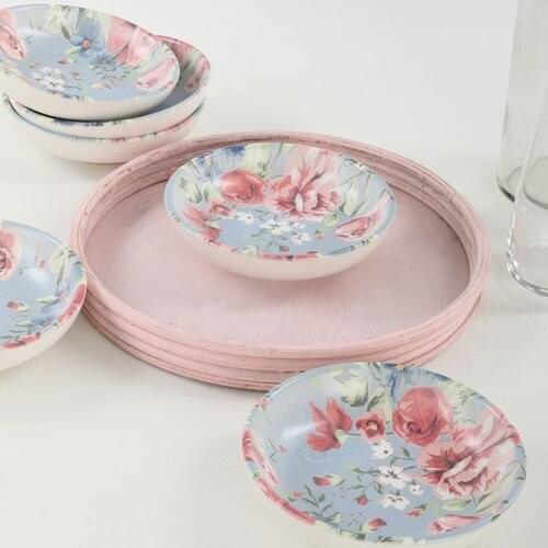 Fashion woman eat kitchen gift plate chat bowl tea Rose Blue Ring Snack Sauce 13 Cm 6 Pcs