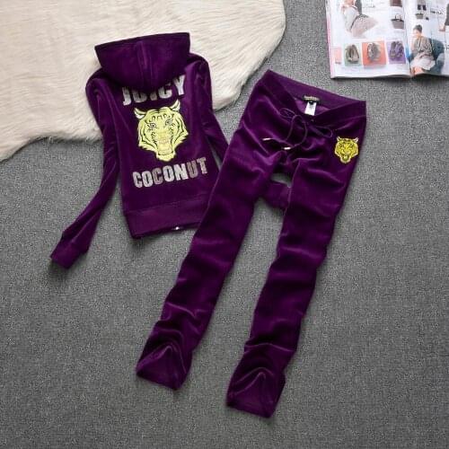 Juicy Lovers Brand tiger head Women Sporting Suits Outdoor Velvet Casual Womens Jogging Tracksuits Hooded Collar Sportswear suit