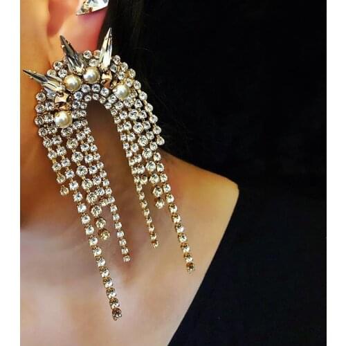 Miwens 2019 New Arrivals Punk Crystal Metal Tassel Long Drop Dangle Earrings Women Hot Sale Handmade Jewelry Accessories A727