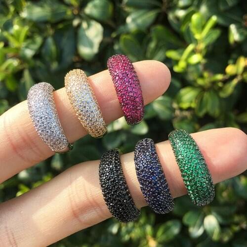 Funmode Trendy Multicolor Micro CZ Pave Adjustable Rings for Women Gold Color Finger Ring anillos mujer Wholesale FR111