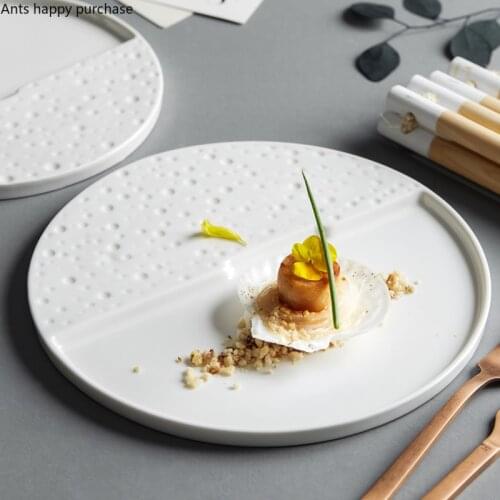 Household Tableware Set White Round Ceramic Snack Dessert Plate Pasta Steak Plate Dish Bowl Restaurant Kitchen Tool Porcelain