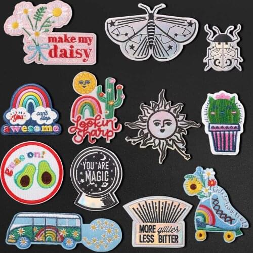 Animals Insects, beetles, butterflies Patches Cute Stickers For Clothing DIY Cactus, avocado Embroidery Childrens decoration