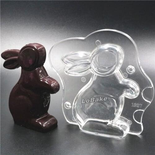 New arrivals creative 3D bunny rabbit shape PC polycarbonate chocolate mold DIY candy fondant sugarcraft mould bakery supplies