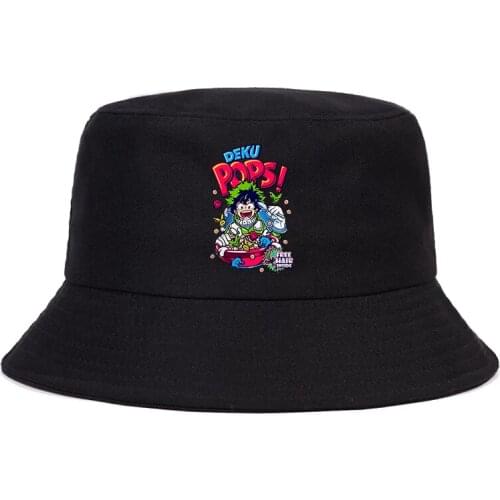 90S New Japanese Anime My Hero Academia Kawaii Summer Cartoon Bnha Todoroki Unisex Tops Female Bucket Hat