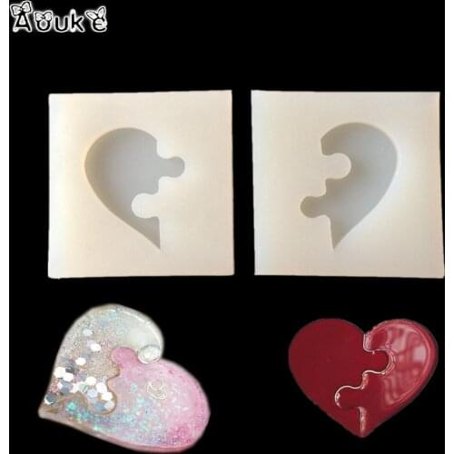 Puzzle Heart Shape Translucent Silicone Mold Epoxy Molds Jewelry Accessories DIY Decorating Mobile Phone Tool Cake Fondant Mould