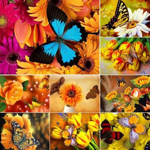 Sale 5D DIY Diamond Painting Butterfly Flowers Cross Stitch Kit Full Drill Embroidery Mosaic Art Picture of Rhinestones Decor