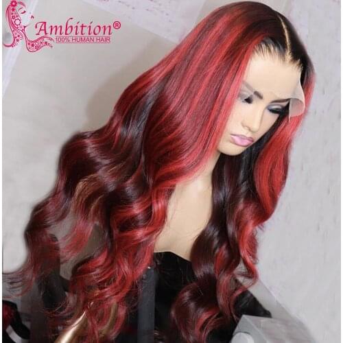Remy Human Hair Lace Front Wigs Preplucked Ombre Lace Frontal Wigs Highlight Wavy Lace Human Hair Wigs Bleached Knots Wigs