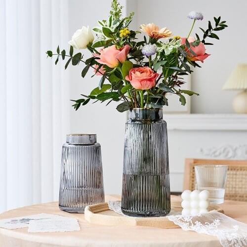 Modern Glass Vase Home Decor Living Room Decoration Dried Flowers Vases Flower Pot Flowers for Decoration Terrarium Gifts