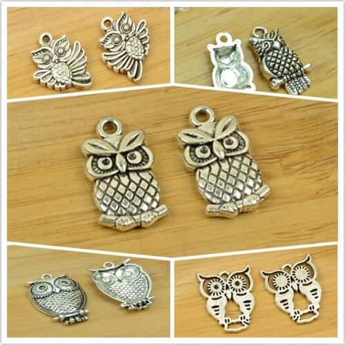 Alloy owl DIY charm small size vintage antique silver animal bird shape jewerly accessories making findings free shipping