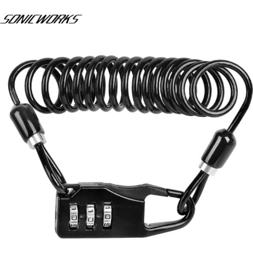 Bicycle Anti-theft Mini Helmet Lock Motorcycle Cycling Alloy 3 Digit Combination Lock Riding Password Safety Cable Lock Device