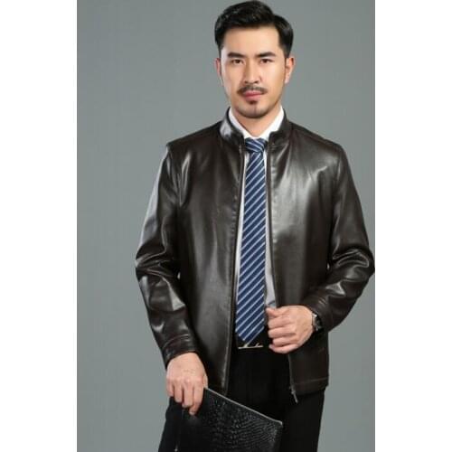 Spring autumn mens leather jacket slim motorcycle coat men thin jackets stand collar clothes jaqueta de couro street fashion