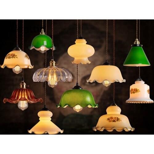 Stained Glass Pendant Light Vintage Kitchen Hanging Lamps for Dining Room Lights Cafe Bar Home Lighting Fixtures Industrial Lamp