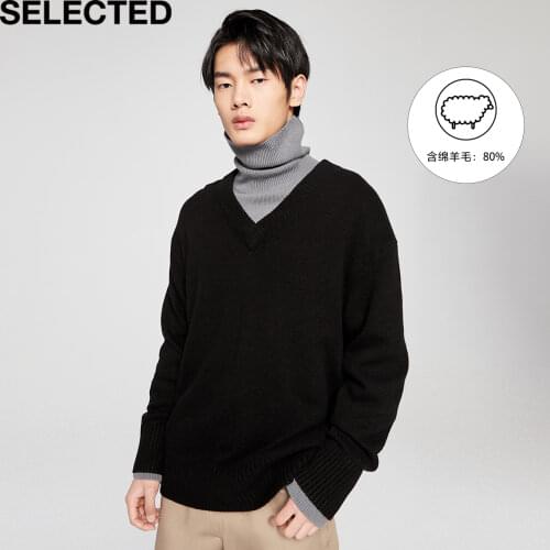 SELECTED Mens New Fashion Trendy Knit including Wool with V Collar S|420425024