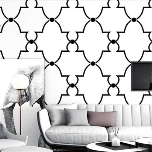 Wellyu Nordic Wallpaper TV Background Black and White Plaid Geometric Bedroom Living Room Modern Simple B&B Wallpaper
