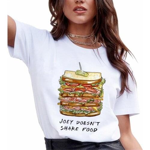 Hamburger Pizza Graphic Print Ladies Tshirt Casual White Ulzzang Harajuku Crew Neck Women Top T shirt