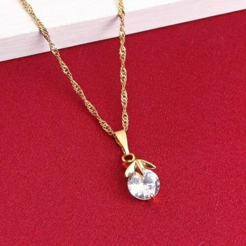 Single Round Stone Star Pendant Women 24k Gold Color Handmade Stone Crystal Pendant