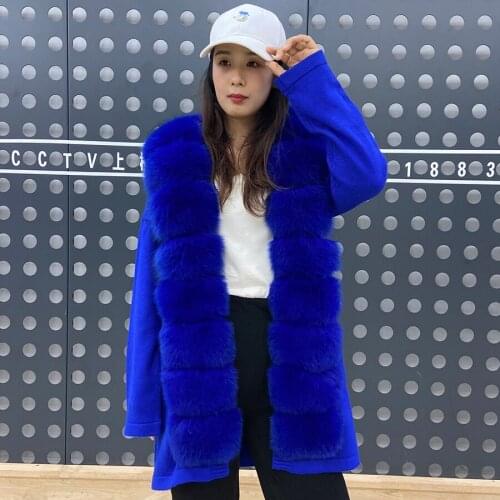 Fur Cardigan Sweater Women Fox Fur Cape Autumn Winter Fashion Casual Coat Slim Jacket High Quality