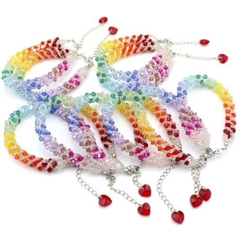 2021 new love chain lobster clasp colorful sweet trend versatile woven Bead Bracelet womens jewelry gift