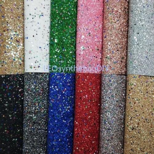 1PC 21X29CM Synthetic Letaher, Cuero Sintetico Chunky Glitter with Stars For Making Bows Accessories LEOsyntheticoDIY GM3098A