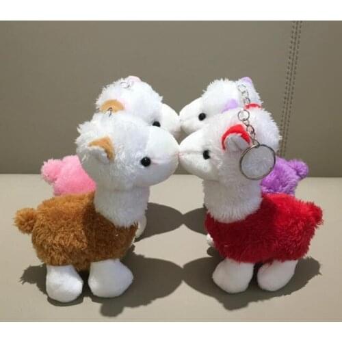 1PC Australia Alpaca Stuffed Plush Toy 13cm Rainbow Stripes Key Chain Plush Animal Toy Doll childrens gift