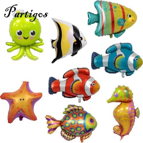 1pc Big Hippocampus Octopus Fish Foil Balloon Ocean Animal Theme Party Kids Gifts Birthday Party Decoration Helium Balloon