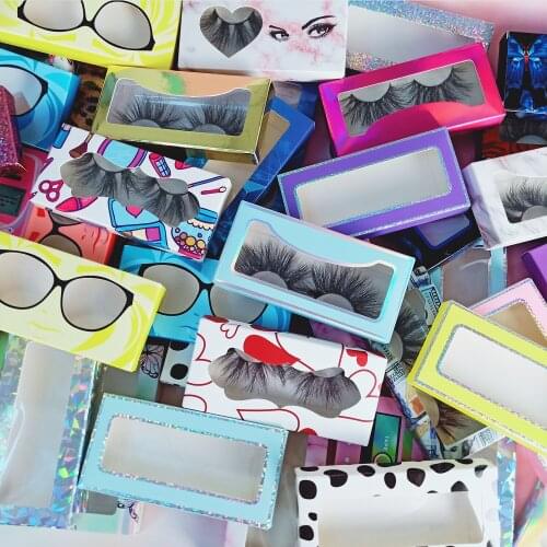 25mm Mink Eyelash Cumtom Packaging Cardboard Paper Box Wholesale Vendor 3D Mink Eyelashes Holography Empty Cases