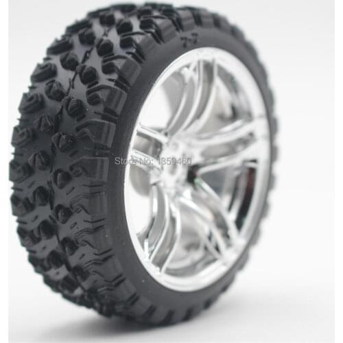 4pcs 1/10 RC Soft Rubber Touring Tire Tyre Wheel Rim WD5SC(Chrome) 3/6/9mm Offset for 1:10 Touring Car 10186+21104