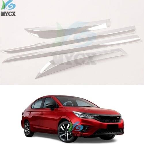 FIT For Honda city 2020 2021 CHROME BODY MOLDING DOOR SIDE LINE GARNISH TRIM COVER PROTECTOR ACCENT LINING STRIP STAINLESS 4pcs