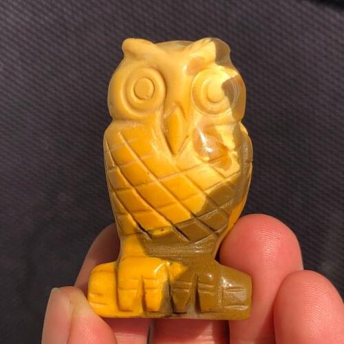 48mm Natural Crystal Figurine Carved Eagle Statue Handmade Natural Stone Healing Reiki Owl Figurine for Home Decora Owl Statue