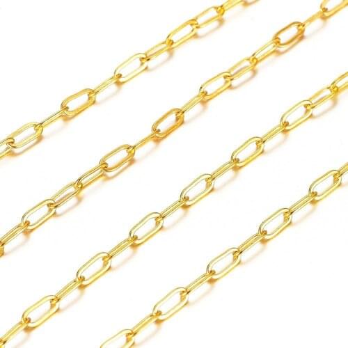 5M Brass Gold Plated Cable Chain Link Bulk Fit DIY Necklace Jewelry Making
