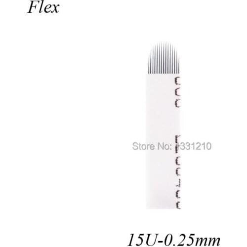 50 Lamina Para Tebori Microblading Nano FLEX 15U - 0,25MM REGULAR Microblading Needles Manual Eyebrow Blades