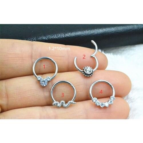 50pcs/Lot 16G All Surgical Steel Nose Seamless Hinged Segment Ring Septum Clicker Cartilage Nose/Lip Ear Diath Helix Hoop Rings