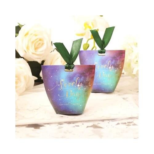 50PCS/LOT Mini Creative wedding gift paper box small Wedding candy packaging paper box with ribbon