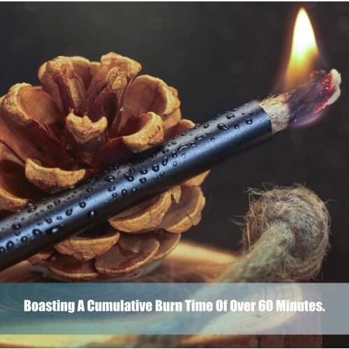 6 Pieces Jute Tinder Tube Waterproof Wax Wick Fire Starter Accessory with Aluminum Sleeve for Outdoor Camping Hiking Trekking