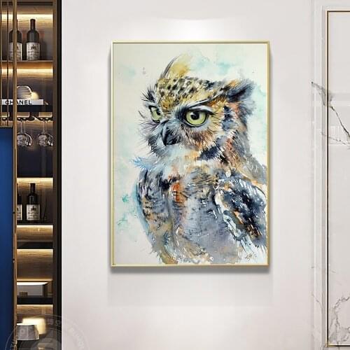 Watercolour Owl Painting On Canvas Posters and Prints Modern Animal Wall Art Picture for Living Room Home Decoration